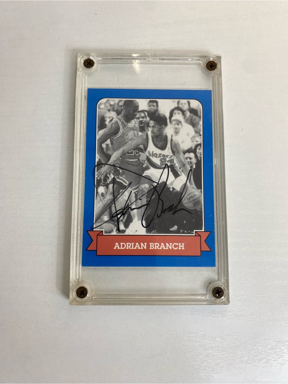 Rare Sports World Adrian Branch W/ Michael Jordan Guarding Him Signed